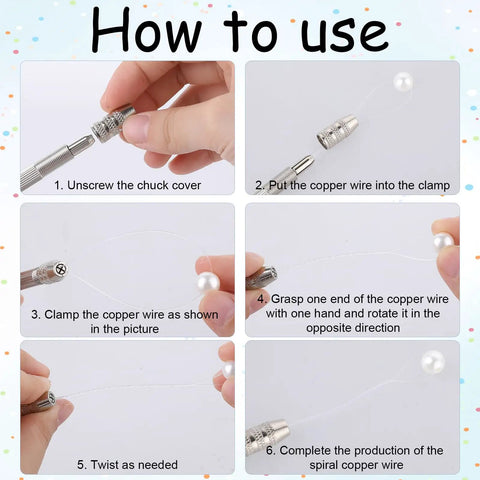 Step-by-step instructions for using the Go To Dual Ended Pin Vise Kit Featuring Two Mini Hand Drills Four Copper Chucks.