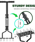 Manual Lawn Aerator With 15 Iron Spikes Hand Garden Aeration Tool For Lawns And Yards To Loosen Soil Improve Drainage And Boost Turf Health