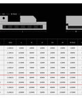 Badass Flat Nose Pliers And CNC Machining Vise With Slick Replaceable Jaws specifications chart for various model sizes and dimensions.