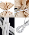 16 Inch White Nylon Cable Ties securing brown paper bag and white cables, industrial-grade PA66 nylon for quick cable management.