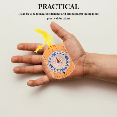 Orienteering Compass With Luminous Pointer For High Precision Hiking held in hand, showcasing compact and lightweight design.