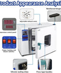 Kickstart Your Projects With This 16 Liter Lab Forced Air Convection Drying Oven Featuring Digital Thermostat And Rock Solid Temp Control Timer For Constant Temperature Blast Drying Curing 110V with adjustable vents and control panel.