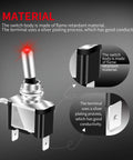 Red 12V LED Lighted Toggle Switch With Aircraft Guard Safety Flip Cover 20A Heavy Duty SPST On Off Rocker material details