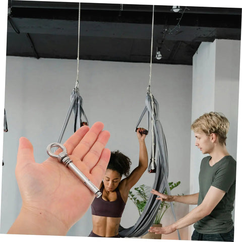 Heavy Duty Stainless Steel Eye Bolts Hanger Kit 5 Piece For Secure Lifting And Suspension Ideal For Yoga Swings Hammocks And Heavy Equipment Installations Durable Easy To Install Safety Hardware, stainless eye bolt in hand
