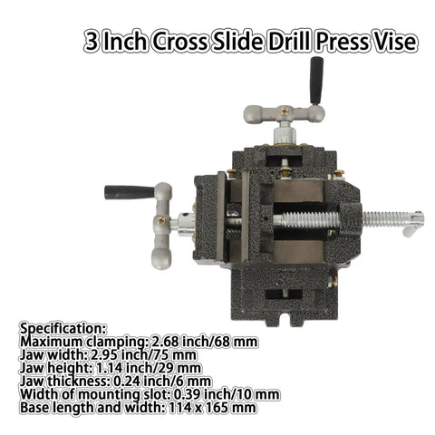 Top view of 3 Inch Cross Slide Drill Press Vise 2 Way XY Heavy Duty Clamp Machine For Precise Milling And Machining Projects Cast Iron Build