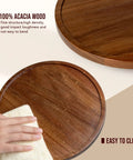 12 Inch Wooden Lazy Susan Organizer With Smooth 360 Spin, Nifty Tabletop Turntable For Spices And Napkins, Quick Access Round Rotating Tray For Kitchen Cabinets Or Dining Room Decor, Must Have Home Essential, 100% acacia wood, easy to clean.