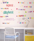 Six Sheets Colorful Inspirational Wall Decals Set With Motivational Quotes For Nursery And Home Decor over desk area