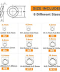 Spring Lock Washers Assortment Kit For DIY And Construction, 480 Pieces, 9 SAE Sizes M2 To M12, 304 Stainless Steel Split Lock Washers For Screws And Bolts, Built Tough And Rust Resistant, Ready For Any Repair Job. Size chart for M2 to M12 split lock washers
