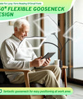 Hands Free Floor Magnifier With Light And Stand for reading with 360 degree flexible gooseneck, man reading on couch