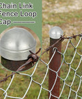 20 Pcs Round Dome Fence Post Caps For Chain Link Fences Aluminum External Post Caps Two And Three Eighths Inch Outside Diameter Built To Last Outdoor Weatherproof Corrosion Resistant Silver installed on fence post