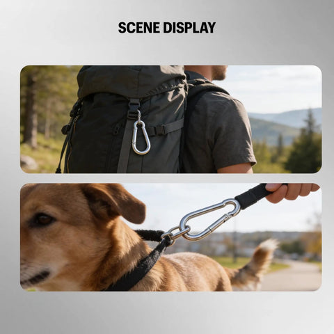 Outdoor use of Heavy Duty Snap Hook Carabiners 30 Pack 3 Inch Zinc Galvanized Steel for backpacks and dog leashes