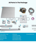 Rainfall Shower System With 10 Inch Square Shower Head And Handheld Spray, High Pressure Chrome Faucet Set package contents