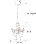 White Mini Crystal Chandelier Lighting For Bedroom Lit Four Light Modern Hardwired Pendant Fixture With Adjustable 15 Inch Chain