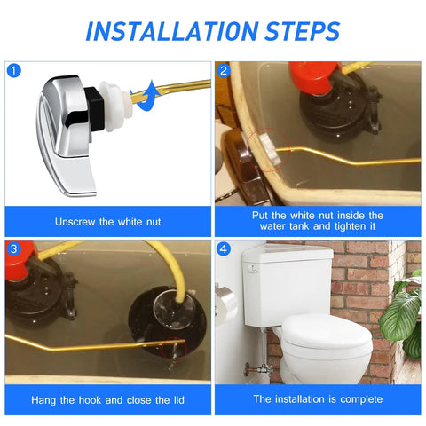 Side Mount Toilet Flush Lever Handle Replacement for Most Toilet Tanks Universal Zinc Alloy Lever installation steps