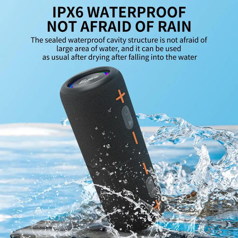 Two In One Portable Splittable Bluetooth Speaker Waterproof Bluetooth 5.3, 20W Loud Stereo Sound shown in water splash