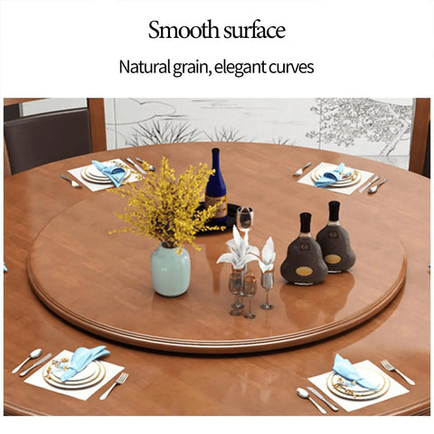 Large Wooden Lazy Susan Turntable For Dining Tables With Smooth Quiet 360 Degree Rotation And Swivel Assist System on a dining table