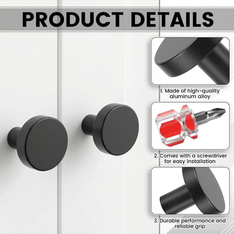 Two Pack Black Cabinet Knobs And Drawer Pulls For Kitchen Dresser And Closet Doors Round Pulls With Easy Install Includes Screwdriver Bifold Door Compatibility Sleek Matte Black Finish