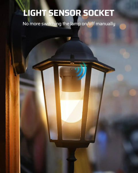 Dusk To Dawn Light Sensor Socket For E26 E27 Bulbs Auto On Off Converts Any Fixture To Smart Auto Lighting in outdoor lantern.