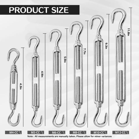 Beefy Stainless Steel Turnbuckle Tensioner Set For Cable Tent Sun Shade And Garden Decor Heavy Duty Hook And Hook Turnbuckles