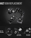 Engine And Transmission Mount Set Of 4 For Chrysler Dodge Ram Minivans Town Country Grand Caravan CV Direct Fit Replacement To Stop Clunking And Vibration Replaces A5665 A5480 A5589 A5577 2011 2020, four black metal mounts