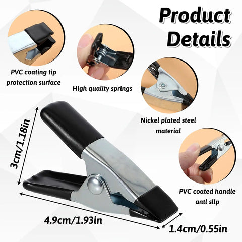 20 Pcs Small Spring Clamps Set Heavy Duty 2 Inch Mini Clips Stainless Steel With Rubber Coated Handle, detail view