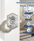 Octagonal Clear Crystal Passage Door Knobs 5 Pack With Non Locking Latch For Hallway And Closet Black Vintage Rosette