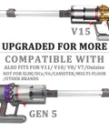 Extension Wand For Gen5 And V Series Dyson Vacuum Cleaners Extendable And Adjustable Replacement Tube Rod 20.5 To 29 Inches Not For Slim Models Compatible With Gen5 Outsize V8 V7 V10 V11 Vacuum Cleaners For No Fuss Home Upgrades And Quick Docking, shown with Gen5 and V15 models