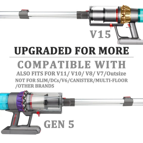 Extension Wand For Gen5 And V Series Dyson Vacuum Cleaners Extendable And Adjustable Replacement Tube Rod 20.5 To 29 Inches Not For Slim Models Compatible With Gen5 Outsize V8 V7 V10 V11 Vacuum Cleaners For No Fuss Home Upgrades And Quick Docking, shown with Gen5 and V15 models