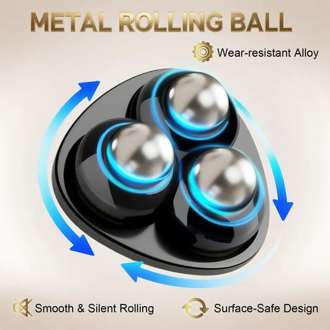 Self Adhesive Appliance Sliders 24 Pack Heavy Duty Furniture Movers For Kitchen Counter And Mini Appliances Easy Peel And Stick Roller Pads Slide With Zero Sweat shown with metal rolling balls on a smooth surface.