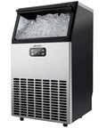 Heavy Duty Commercial Ice Maker Machine Delivers 100 Lbs Per Day with stainless steel finish and 33 Lb ice storage