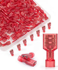 200 Pcs Red Nylon Female Spade Connectors For Quick Electrical Disconnects With Tinned Brass Core And Self-Stripping Crimp Insulated Terminals Totally Made To Fit 22 To 16 Awg Wiring Runs Securely, red pack