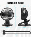 Rechargeable Portable Clip On Desk Fan For Beat The Heat On The Go With 3 Speeds And USB Power, mini fan dimensions.