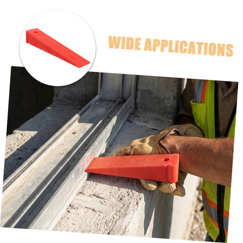 Red Plastic Leveling Wedges And Reusable Gap Filler Shims For Bullseye Door And Window Alignment used for precise leveling application.