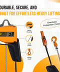 Beefy 2 Ton Electric Hoist With VFD Controls, 480V 3 Phase Power, 20 Ft Lift Height, Pendant Controller, parts illustration