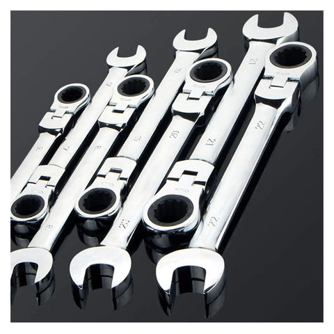 Flexible Ratchet Spanner Set 11 To 32mm With Combination Head Wrench, Easy Grip Adjustable Hand Tool For Car Repairs