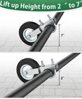 Heavy Duty Gate Wheels Two Pack Slick Support Casters For Metal Swing Gates Fits One Point Five Eight Inch To Two Inch Frames images showing adjustable height from 2" to 7".
