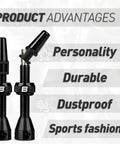 Ultra Lightweight Tubeless Presta Valve Stem Kit For Bikes with anodized aluminum durability features and advantages