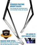 8 Pack 18 Inch Heavy Duty Shelf Brackets For Garage Storage Large Floating Wall Mounts Black Powder Coated Finish Beefed Up Support Up To 800 Lbs Rust Resistant Q235 Steel showcasing welding and powder coating details.