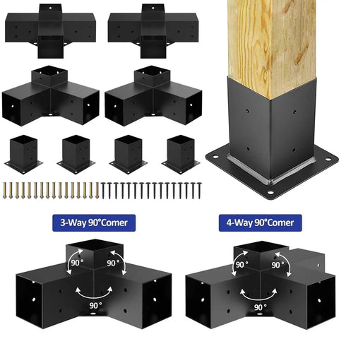 DIY Pergola Bracket Kit With 3 Way Right Angle Corner Brackets Built To Last Heavy Duty Post Base Set For Gazebos Patio Pergolas And Log Cabins Weather Resistant And Easy Install