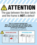 Instruction graphic for Extra Wide Baby Gate 29 To 49 Inches For Doorways And Stairs, Pressure Mounted Safety Gate With Door, Kid Friendly.