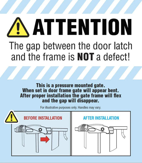 Instruction graphic for Extra Wide Baby Gate 29 To 49 Inches For Doorways And Stairs, Pressure Mounted Safety Gate With Door, Kid Friendly.