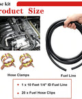 Quarter Inch ID Fuel Line Hose Kit With Ten Feet Of Line And Twenty Clamps Ethanol Resistant Cold And Heat Tolerant Works With Gasoline E85