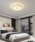 14 Inch Modern Ceiling Light Flush Mount With Crystal K9 Glass LED Dimmable Chandelier installed in a bedroom