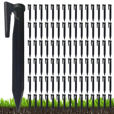 Heavy Duty Boundary Wire Pegs Straight Up Durable Portable Cable Stakes For Yard Setup on grass with multiple stakes in view.