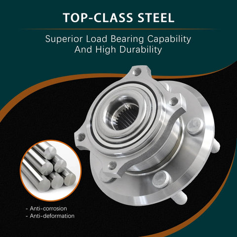 Front Driver And Passenger Side Wheel Bearing Hub Assembly For AWD Dodge Challenger 2017 To 2021, showing top-class steel design