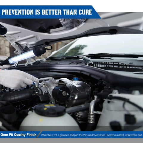 Heavy Duty Vacuum Power Brake Booster Direct Swap For Ford Edge Lincoln Mkmaz, showing installation under hood with light.