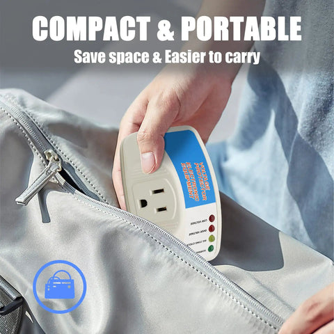 Man holding Automatic Induction Surge Protector For Home Use, Single Outlet Power Guard in backpack pocket