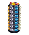 VertuoLine Coffee Pod Carousel Holder With 360 Degree Rotation And Extra Top Shelf Holds 80 Plus Nespresso Vertuo Pods in black metal