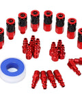 25 Piece Set One Quarter Inch NPT Air Coupler And Plug Kit Quick Connect Fittings Aluminum Industrial Connector Set Durable Construction With Sealant For No Leaks And Teflon Tape Included For Easy Leak Free Quick Connects