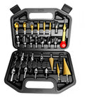 Top Shelf 26 Piece Woodworking Drill Bit Set With Heavy Duty HSS Step Bits Three Point Countersinks Plug Cutters And Center Punch Plus Foam Case